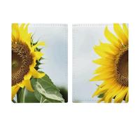 Reisepasshülle, Leder, Motiv: Flamingos, Aquarell, Tropen, bedrucktes Reisepassbuch für Dokumente, Reisegeschenke, Bloom Sonnenblume, 20.3x13.8cm