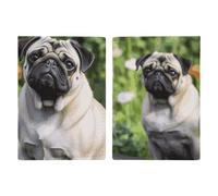 Reisepasshülle, Leder, Reisepasshülle, Fluss, Sonnenuntergang, Holz, Boot, bedruckt, Reise-Geschenke, Mops im Garten, 20.3x13.8cm