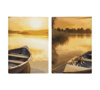 Reisepasshülle, Leder, Reisepasshülle, Fluss, Sonnenuntergang, Holz, Boot, bedruckt, Reise-Geschenke, River Sunset Holzboot, 20.3x13.8cm