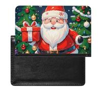 Reisepasshülle, Leder, Reisepasshülle, Gelb-Grau, Blume, Reisedokumenten-Halter, Reiseutensilien, für Damen und Herren, Frohe Weihnachten Weihnachtsmann, Einheitsgröße