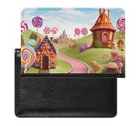 Reisepasshülle, Leder, Reisepasshülle, Gelb-Grau, Blume, Reisedokumenten-Halter, Reiseutensilien, für Damen und Herren, Candy Land, Einheitsgröße