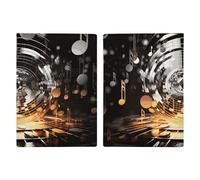 Reisepasshülle Leder Reisepasshülle Hülle Katze und Hund sitzend in Ledertasche Bedrucktes Reisepassbuch für Dokumente, Reisegeschenke, Notenschlüssel mit Musikmotiv, 20.3x13.8cm