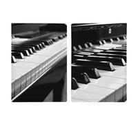 Reisepasshülle Leder Reisepasshülle Hülle Katze und Hund sitzend in Ledertasche Bedrucktes Reisepassbuch für Dokumente, Reisegeschenke, Schwarz-weiße Klaviertastatur, 20.3x13.8cm