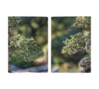 Reisepasshülle Leder Reisepasshülle Hüllen Etui Chihuahua auf dem Hügel Bedrucktes Reisepassbuch für Dokumente, Reisegeschenke, Anmutiger Bonsai-Baum, 20.3x13.8cm