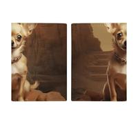 Reisepasshülle Leder Reisepasshülle Hüllen Etui Chihuahua auf dem Hügel Bedrucktes Reisepassbuch für Dokumente, Reisegeschenke, Chihuahua am Hügel, 20.3x13.8cm