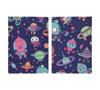 Reisepasshülle Leder Reisepasshülle Hüllen Etui Corgi Hund mit Herzform bedrucktes Reisepassbuch für Dokumente, Reisegeschenke, Niedliches Raumschiff und Ball, 20.3x13.8cm