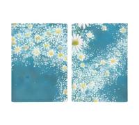 Reisepasshülle Leder Reisepasshülle Hüllen Etui Corgi Hund mit Herzform bedrucktes Reisepassbuch für Dokumente, Reisegeschenke, Weiß/blaue Gänseblümchen, 20.3x13.8cm