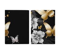 Reisepasshülle, Leder, Reisepasshülle, Kartenhalter, Aquarellfarben, Kürbisse, Reisebrieftasche für Geschäftsreisen, Reisegeschenke, Gold, Weiß, Schmetterlinge, Schwarz, 20.3x13.8cm