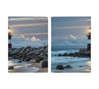 Reisepasshülle, Leder, Reisepasshülle, Motiv: Leuchtturm, bedrucktes Reisepassbuch für Dokumente, Reisegeschenke, Sea Lighthouse, 20.3x13.8cm