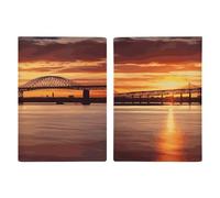 Reisepasshülle, Leder, Reisepasshülle, Pinguine, bedrucktes Reisepassbuch für Dokumente, Reisegeschenke, Newark Bay Bridge und Sonnenuntergang, 20.3x13.8cm