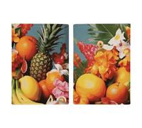 Reisepasshülle, Leder, Reisepasshülle, Wellen, Seevögel, bedrucktes Reisepassbuch für Dokumente, Reisegeschenke, Tropische Früchte und Blumen, 20.3x13.8cm