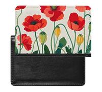 Reisepasshülle, Leder, Reisepassschutz, Bergkieferbaum-Druck, Reisedokumenten-Halter, Reiseutensilien, für Damen und Herren, Mohnblumen, Einheitsgröße