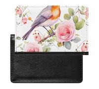 Reisepasshülle, Leder, Reisepassschutz, Cartoon-Blau, Pilz, Reisedokumenten-Halter, Reiseutensilien, für Damen und Herren, Blumendruck, Aquarell, Rotkehlchen, Vogel, Einheitsgröße