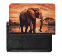 Reisepasshülle, Leder, Reisepassschutz, Gänseblümchen, Reisedokumenten-Halter, Reiseutensilien, für Damen und Herren, Sonnenuntergang Elefant, Einheitsgröße