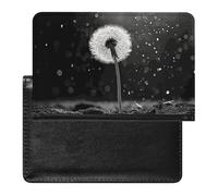 Reisepasshülle, Leder, Reisepassschutz, Gänseblümchen, Reisedokumenten-Halter, Reiseutensilien, für Damen und Herren, Pusteblume Schwarz und Weiß, Einheitsgröße