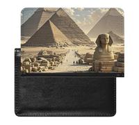 Reisepasshülle, Leder, Reisepassschutz, Halloween, schwarze Katzen, Kürbis, Reisedokumenten-Halter, Reiseutensilien, für Damen und Herren, Ägyptische Pyramiden, Einheitsgröße