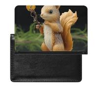 Reisepasshülle, Leder, Reisepassschutz, Harz, Eichhörnchen, Reisedokumenten-Halter, Reiseutensilien, für Damen und Herren, Eichhörnchen aus Kunstharz, Einheitsgröße