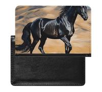 Reisepasshülle, Leder, Reisepassschutz, Harz, Eichhörnchen, Reisedokumenten-Halter, Reiseutensilien, für Damen und Herren, Schwarzes Arabisches Pferd, Einheitsgröße