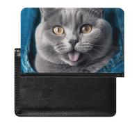 Reisepasshülle, Leder, Reisepassschutz, Harz, Eichhörnchen, Reisedokumenten-Halter, Reiseutensilien, für Damen und Herren, Blaue Katze, Einheitsgröße