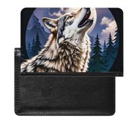 Reisepasshülle, Leder, Reisepassschutz, Jet Fighter, Reisedokumenten-Halter, Reiseutensilien, für Damen und Herren, Wölfe, Einheitsgröße