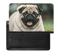 Reisepasshülle, Leder, Reisepassschutz, Katzenmuster, Reisedokumenten-Halter, Reiseutensilien, für Damen und Herren, Mops, Einheitsgröße