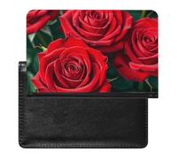 Reisepasshülle, Leder, Reisepassschutz, Maritimes Segelboot, Kompass, Reisedokumenten-Halter, Reiseutensilien, für Damen und Herren, Viele rote Rosen, Einheitsgröße