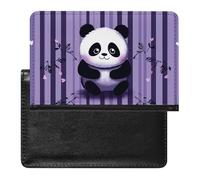 Reisepasshülle, Leder, Reisepassschutz, Mathematik und Physik, Reisedokumenten-Halter, Reiseutensilien, für Damen und Herren, Lila gestreifter Panda, Einheitsgröße