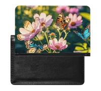 Reisepasshülle, Leder, Reisepassschutz, niedliche Eichhörnchen, Reisedokumenten-Halter, Reiseutensilien, für Damen und Herren, Schmetterlinge und Blüten, Einheitsgröße