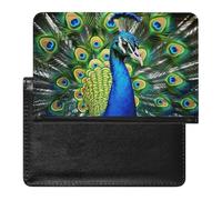 Reisepasshülle, Leder, Reisepassschutz, niedlicher Panda, Reisedokumenten-Halter, Reiseutensilien, für Damen und Herren, Blauer Pfau, Einheitsgröße