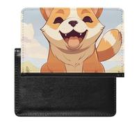 Reisepasshülle, Leder, Reisepassschutz, niedliches Tier-Design, Reisedokumenten-Halter, Reiseutensilien, für Damen und Herren, Cartoon Shiba Inu Dog, Einheitsgröße