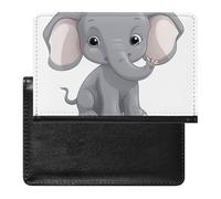 Reisepasshülle, Leder, Reisepassschutz, Ravens, Reisedokumenten-Halter, Reiseutensilien, für Damen und Herren, Niedlicher Cartoon-Elefant, Einheitsgröße