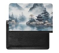 Reisepasshülle, Leder, Reisepassschutz, schwarze Katzen, Reisedokumenten-Halter, Reiseutensilien, für Damen und Herren, Asiatische Landschaftsmalerei, Einheitsgröße