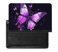 Reisepasshülle, Leder, Reisepassschutz, unheimlich, gruseliger Totenkopf, Reisedokumenten-Halter, Reiseutensilien, für Damen und Herren, Schmetterling lila, Einheitsgröße