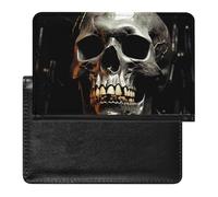 Reisepasshülle, Leder, Reisepassschutz, unheimlich, gruseliger Totenkopf, Reisedokumenten-Halter, Reiseutensilien, für Damen und Herren, Unheimlicher gruseliger Totenkopf, Einheitsgröße