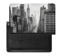 Reisepasshülle, Leder, Reisepassschutz, USA-Flagge, Reisedokumenten-Halter, Reiseutensilien, für Damen und Herren, Schwarz und Weiß New York, Einheitsgröße