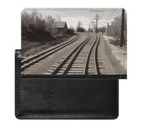 Reisepasshülle, Leder, Reisepassschutz, USA-Flagge, Reisedokumenten-Halter, Reiseutensilien, für Damen und Herren, Bahnschiene, Einheitsgröße