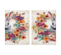 Reisepasshülle mit Aquarell-Kaninchen und Blumen, ultradünn, PU-Leder, Reisedokumenten-Organizer, kompakt, Premium, internationaler US-Pass, Schutzhülle für Damen und Herren