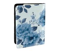 Reisepasshülle mit blauem Blumenmuster, Rosen, RFID-Reisepasshülle, Brieftasche, PU-Leder, Reisepasshülle, niedlicher Reisepassschutz für Damen und Herren