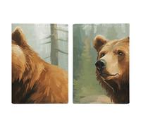 Reisepasshülle mit braunem Bär, Motiv: Wasser und Bäume, bedruckt, Reisepasshülle für Reisen, Reisepass, Kartenhülle, RFID-blockierend, Leder, Kartenetui für Damen und Herren, Braunbär, Wasser und,