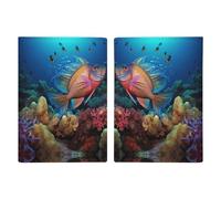 Reisepasshülle mit buntem Fisch-Druck, Reisepasshülle für Reisen, Reisepass, Kartenschutz, Brieftasche, RFID-blockierend, Leder-Kartenetui für Damen und Herren, bunte Fische, 20,3 x 13,8 cm, Bunte