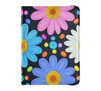 Reisepasshülle mit buntem Gänseblümchen-Motiv, Leder, dekorativ, für Familienpass, Impfkartenfach, ultradünn, Buntes Cartoon-Gänseblümchen-Blumenmuster, 1 size