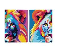 Reisepasshülle mit buntem Löwenmotiv, Reisepasshülle für Reisen, Reisepass, Karten, Brieftasche, RFID-blockierend, Leder-Kartenetui für Damen und Herren, bunter Löwe, 20,3 x 13,8 cm, Bunter Löwe,