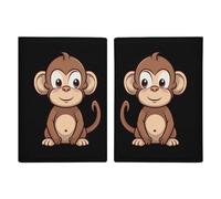 Reisepasshülle mit Cartoon-Affen-Motiv, bedruckt, Reisepasshülle für Reisen, Reisepass, Kartenhülle, RFID-blockierend, Leder, Kartenetui für Damen und Herren, Cartoon, brauner Affe, Cartoon Brown