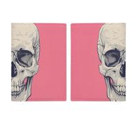 Reisepasshülle mit Cartoon-Cookie-Figur, Reisepasshülle, PU-Passhülle, schlankes Kartenetui für Damen und Herren, Lederhalter, Reisezubehör, Totenkopf-Kunst-Stil, 20.3x13.8cm