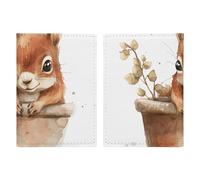 Reisepasshülle mit Cartoon-Cookie-Figur, Reisepasshülle, PU-Passhülle, schlankes Kartenetui für Damen und Herren, Lederhalter, Reisezubehör, Eichhörnchen im Becken, 20.3x13.8cm