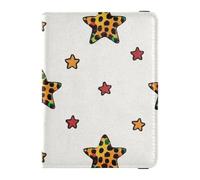 Reisepasshülle mit Cartoon-Leopardenmuster und Sternen, weißes Leder, dekorativ, Reisepasshülle mit RFID-Blockierung, ultradünn, Cartoon-Leopardenmuster Sterne weiß, 1 size