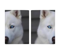 Reisepasshülle mit Chemie-Aufdruck, PU-Passhülle, schlankes Kartenetui für Damen und Herren, Lederhülle, Reiseutensilien, Reisezubehör, Blue Eyed White Husky, 20.3x13.8cm