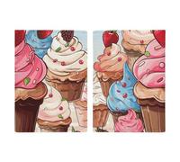 Reisepasshülle mit Cupcakes und Eiscreme-Motiv, mit Kreditkartenfächern und Bordkarten-Schlitz, Reisepasshalter für Pässe, Kreditkarten, Bordkarten