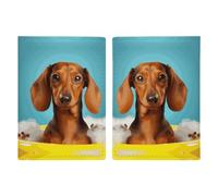 Reisepasshülle mit Dackel-Motiv, bedruckt, Reisepasshülle für Reisepass, Karten, Brieftasche, RFID-blockierend, Leder, Kartenetui für Damen und Herren, Dackel, 20,3 x 13,8 cm, Dackel Hund,