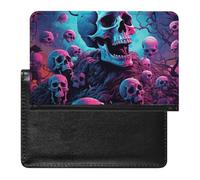 Reisepasshülle mit drei Katzen nebeneinander, schmal, RFID-blockierend, Kartenhülle, Reisepasshülle, Schutz, Essentials mit Kreditkartenfächern für Damen/Herren, Farbige Totenkopf-Bilder, One Size